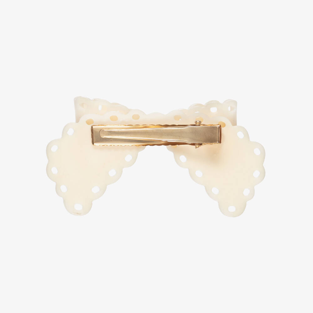 NAME IT-Girls Ivory Bow Hair Clip (7.5cm) | Childrensalon Outlet