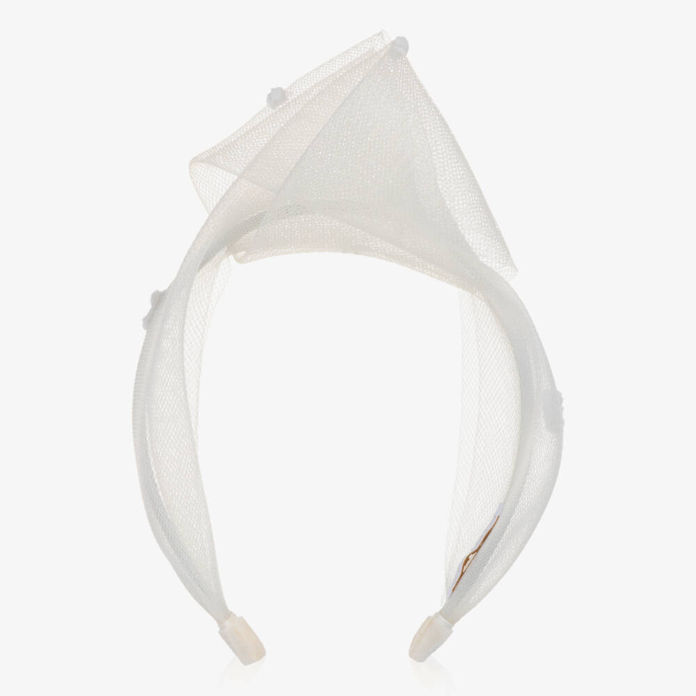 EIRENE-Girls Ivory Bow Tulle Hairband | Childrensalon Outlet