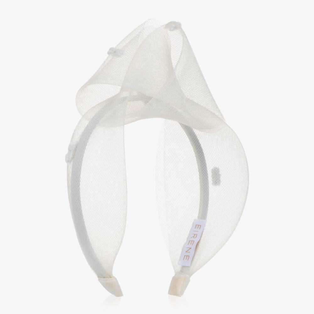 EIRENE-Girls Ivory Bow Tulle Hairband | Childrensalon Outlet