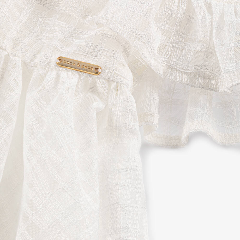 POCA & POCA-Girls Ivory Cape-Style Embroidered Tulle Dress | Childrensalon Outlet