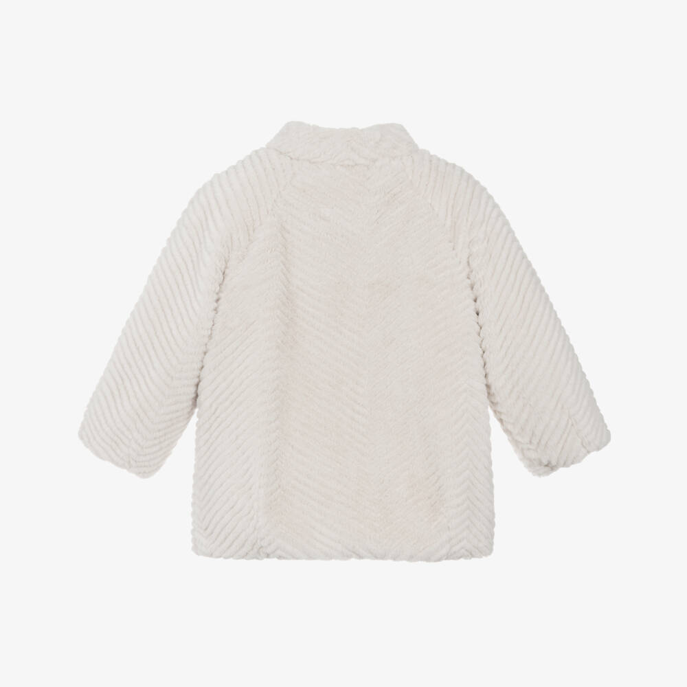 Mayoral-جاكيت فرو عاجي بنقشة شيفرون للبنات | Childrensalon Outlet