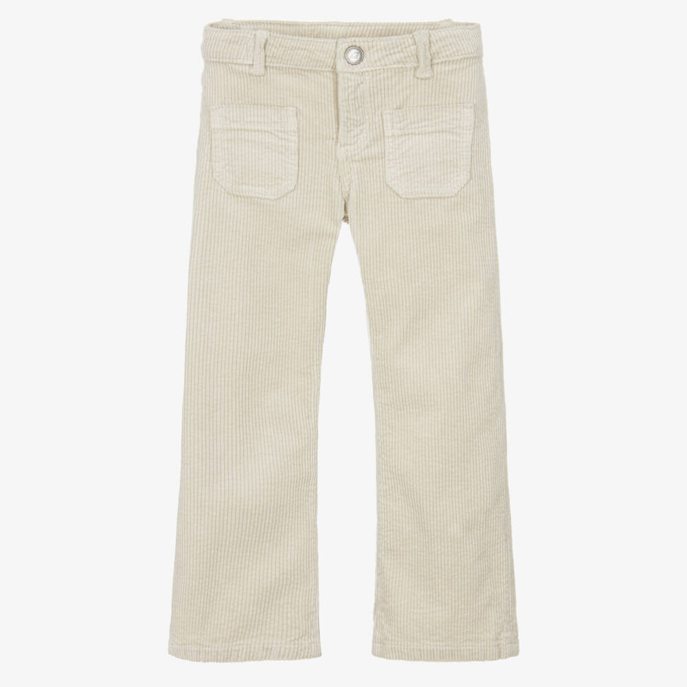 Bonpoint-Girls Ivory Corduroy Wide Leg Trousers | Childrensalon Outlet