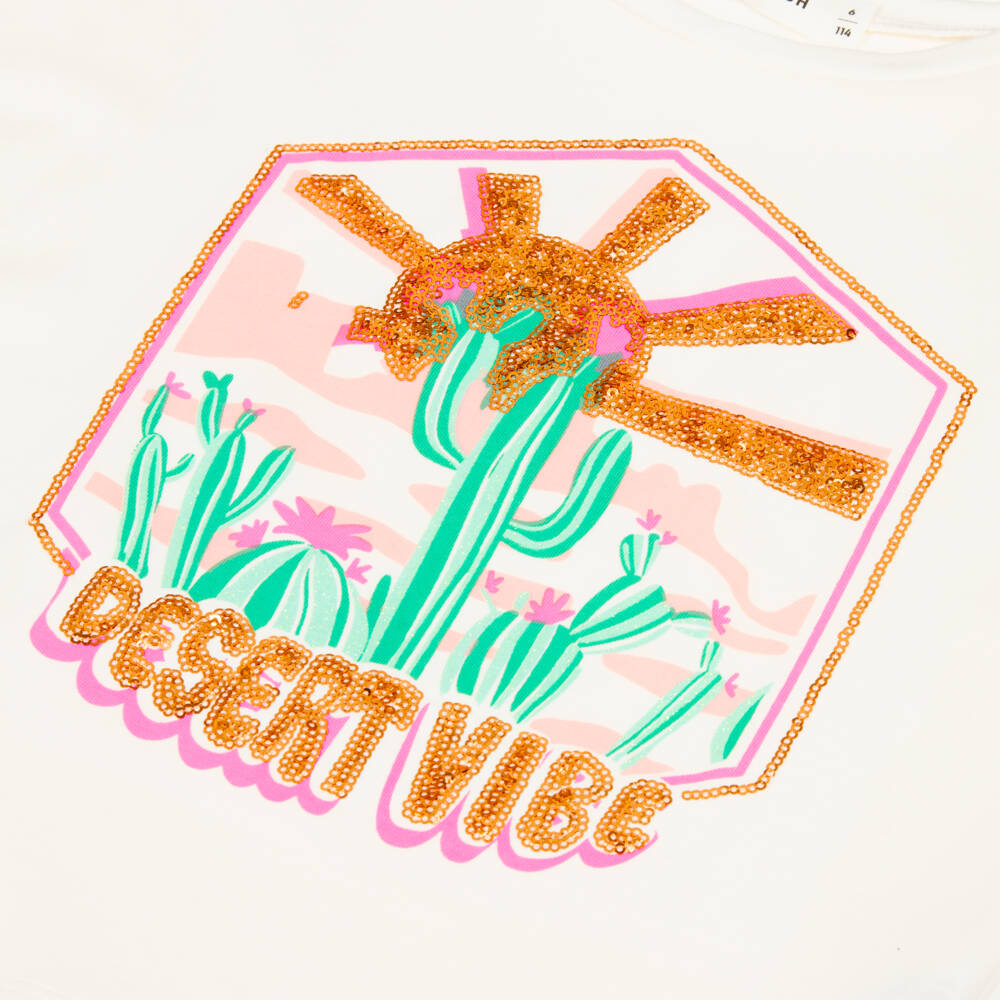 Billieblush-Girls Ivory Cotton Desert Print T-Shirt | Childrensalon Outlet