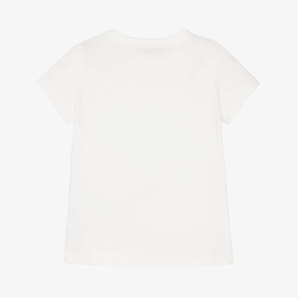 PUCCI-Girls Ivory Cotton Fish Motif T-Shirt | Childrensalon Outlet