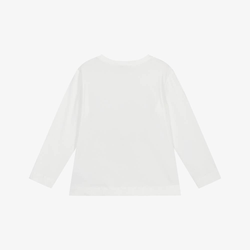 Monnalisa-Girls Ivory Cotton Jersey Love Print Top | Childrensalon Outlet