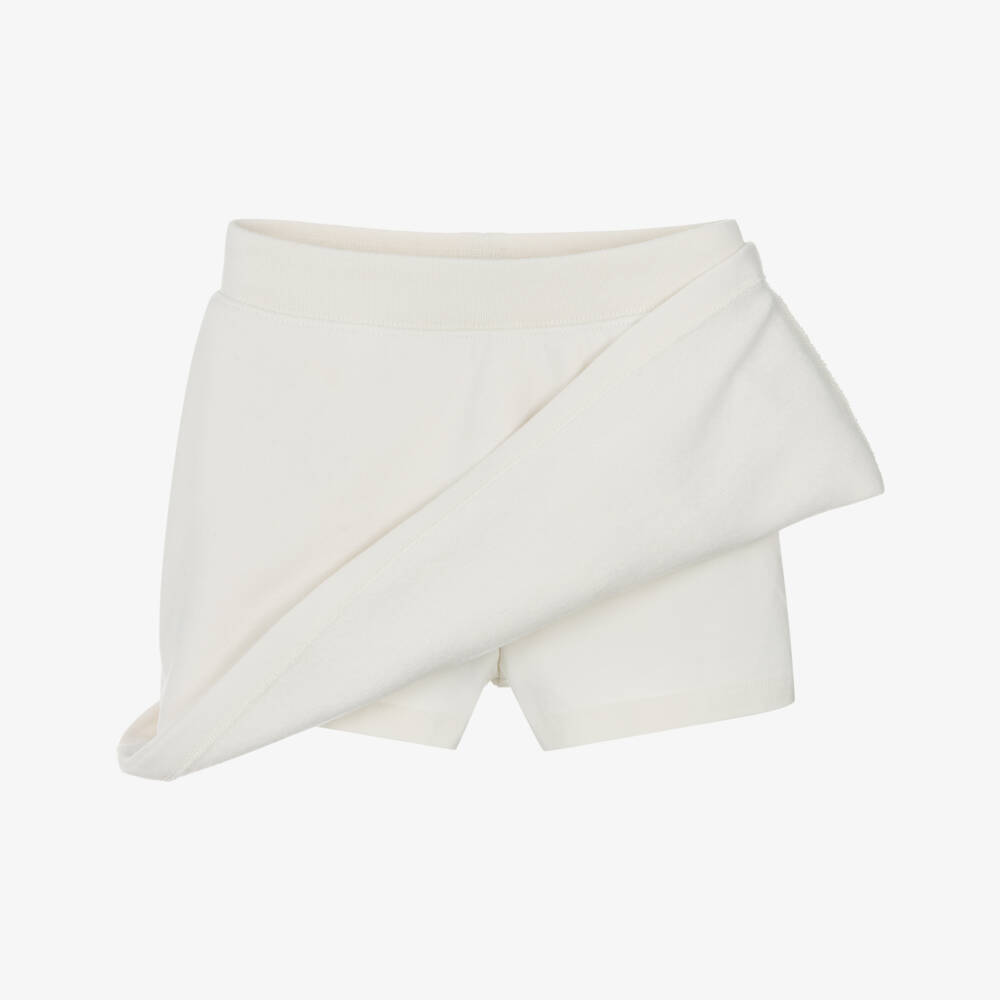 Ralph Lauren-Girls Ivory Cotton Jersey Skort with Pony Logo | Childrensalon Outlet