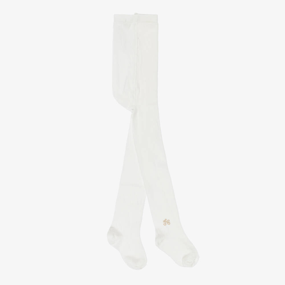 Tartine et Chocolat-Girls Ivory Cotton Knit Tights | Childrensalon Outlet