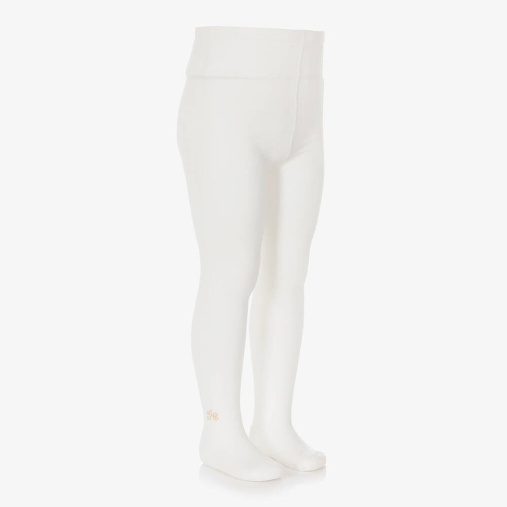 Tartine et Chocolat-Girls Ivory Cotton Knit Tights | Childrensalon Outlet