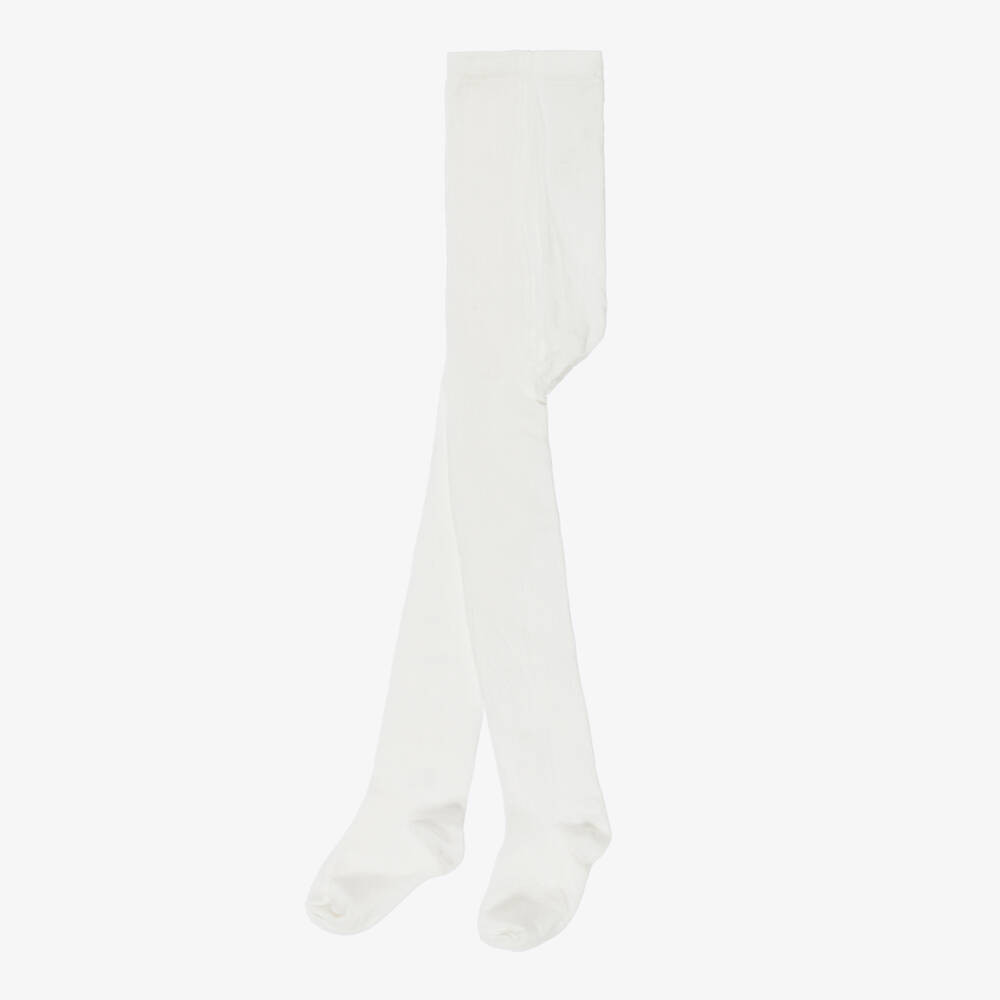 Tartine et Chocolat-Girls Ivory Cotton Knit Tights | Childrensalon Outlet