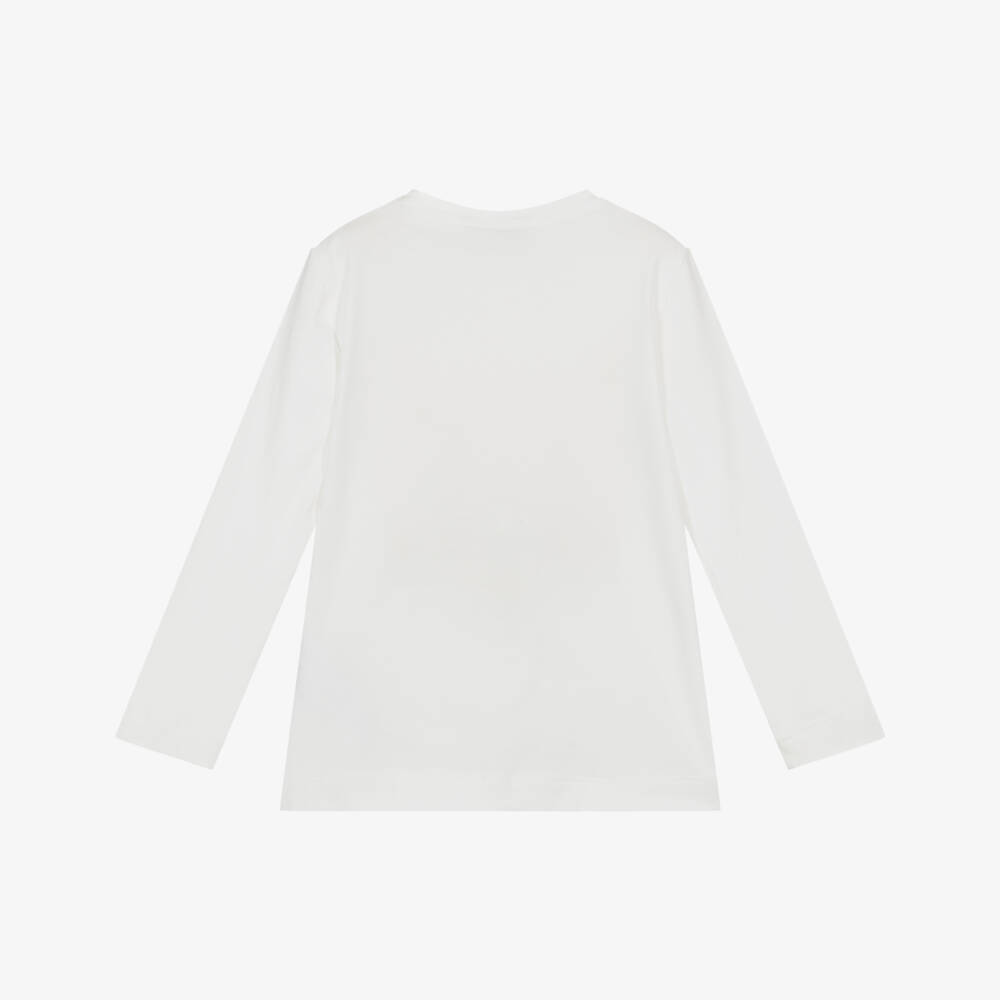 Monnalisa-Girls Ivory Cotton Leopard Cub Print Top | Childrensalon Outlet