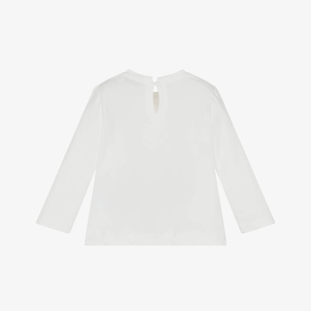 Monnalisa-Girls Ivory Cotton Minnie Mouse Top with Diamanté Heart | Childrensalon Outlet