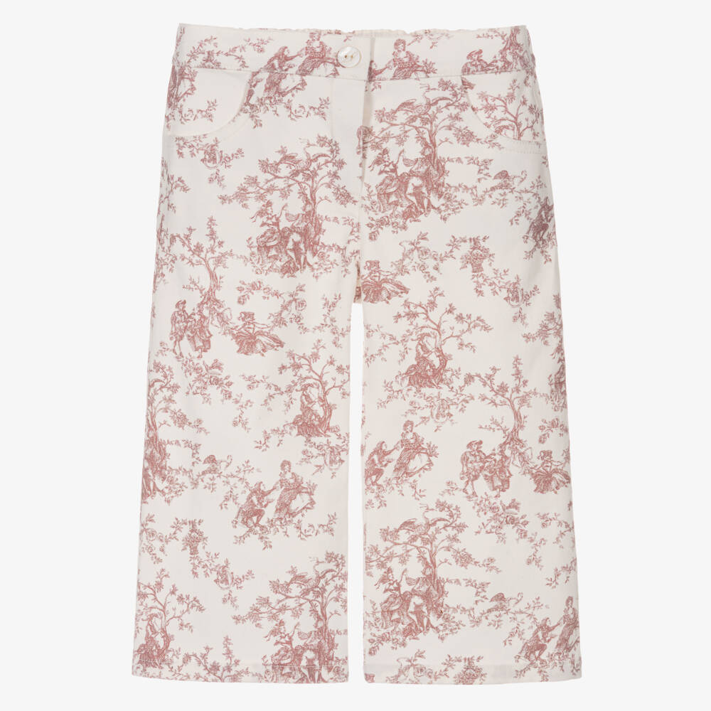 Pureté Du... Bébé-Girls Ivory Cotton & Pink Toile De Jouy Trousers | Childrensalon Outlet