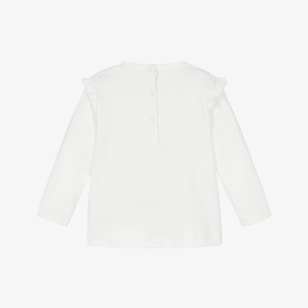iDO Mini-Girls Ivory Cotton Ruffle Top | Childrensalon Outlet