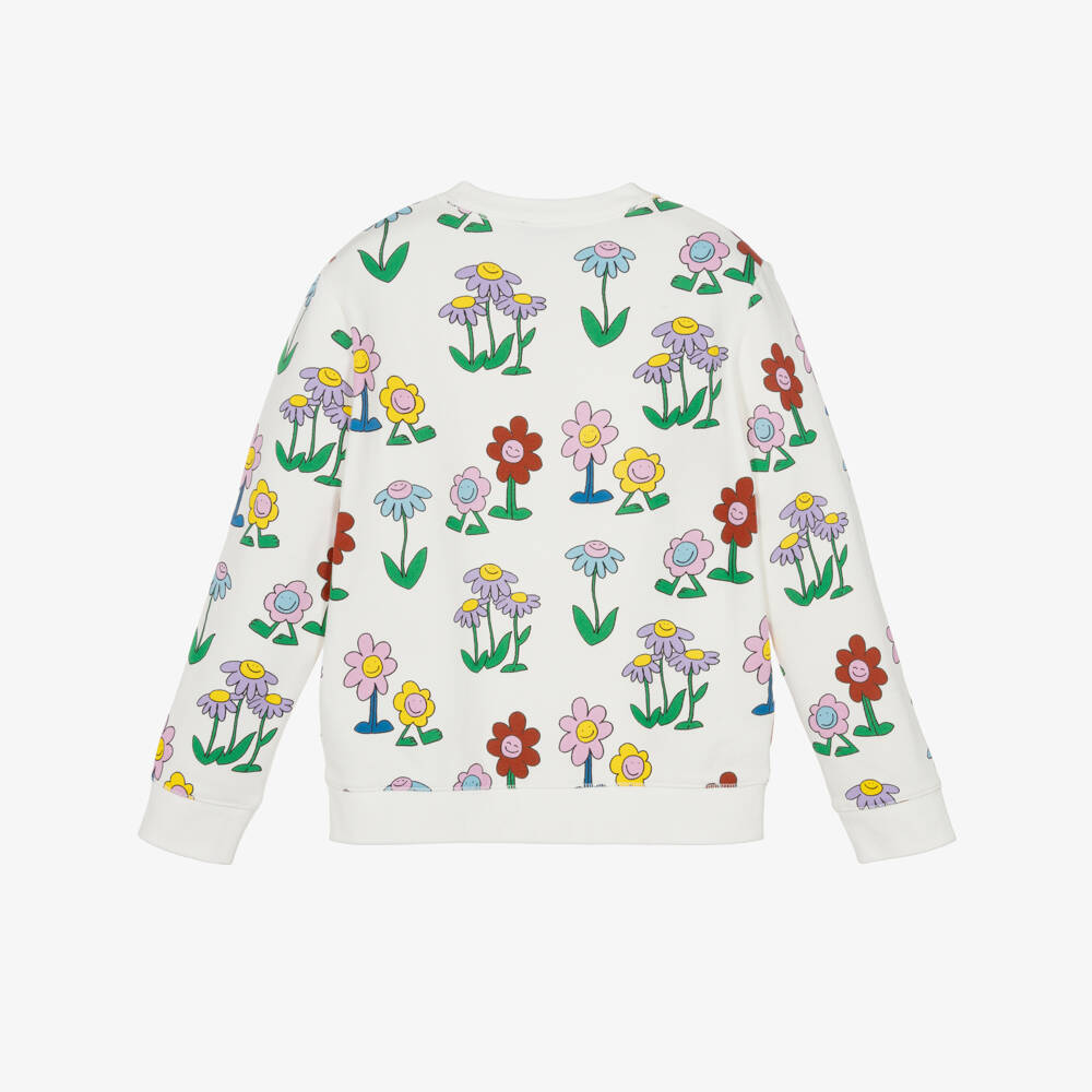 Stella McCartney Kids-بلوزة قطنية عاجية مزينة بالزهور للبنات | Childrensalon Outlet