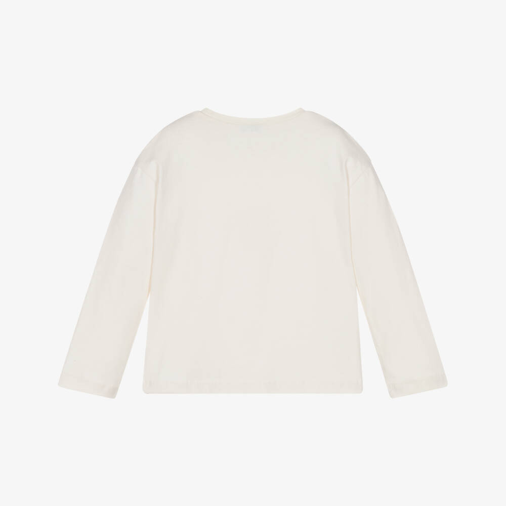 Mayoral-Girls Ivory Cotton Top with Glittery Gold Girl | Childrensalon Outlet