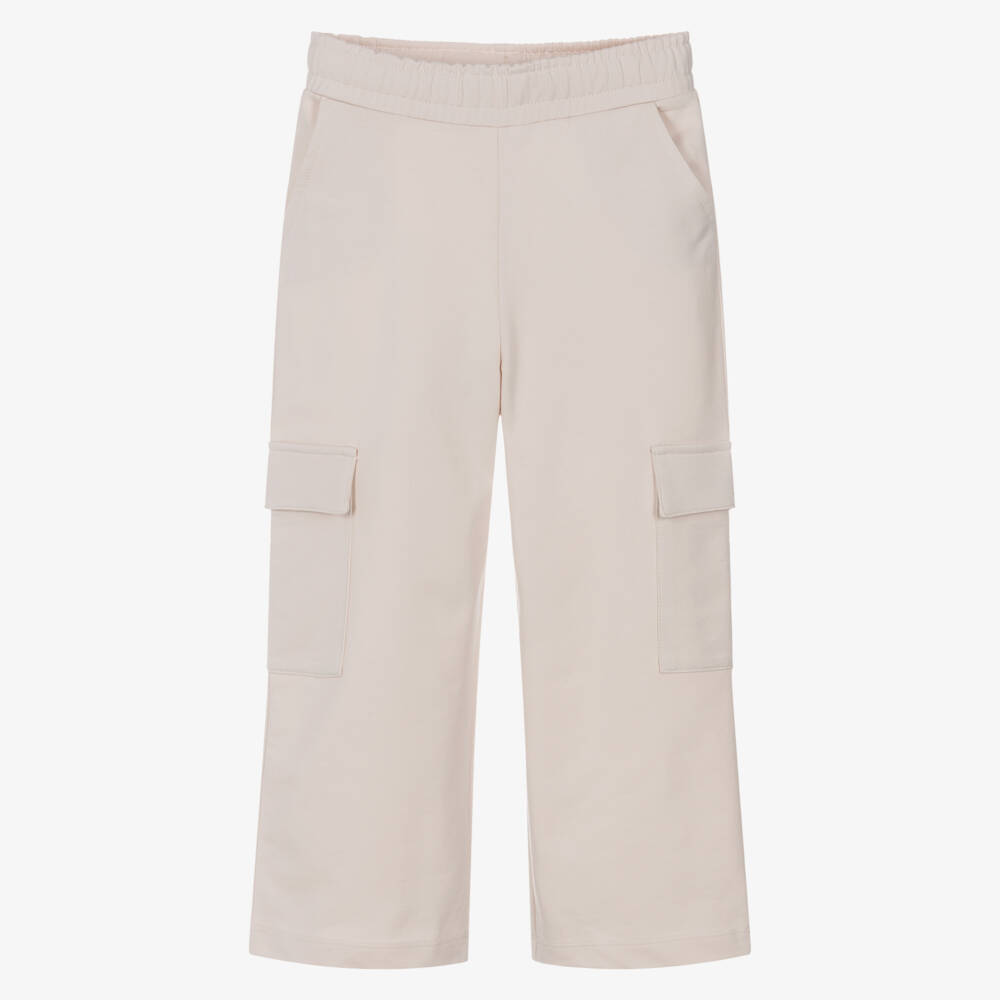iDO-Girls Ivory Cotton Wide-Leg Cargo Joggers | Childrensalon Outlet