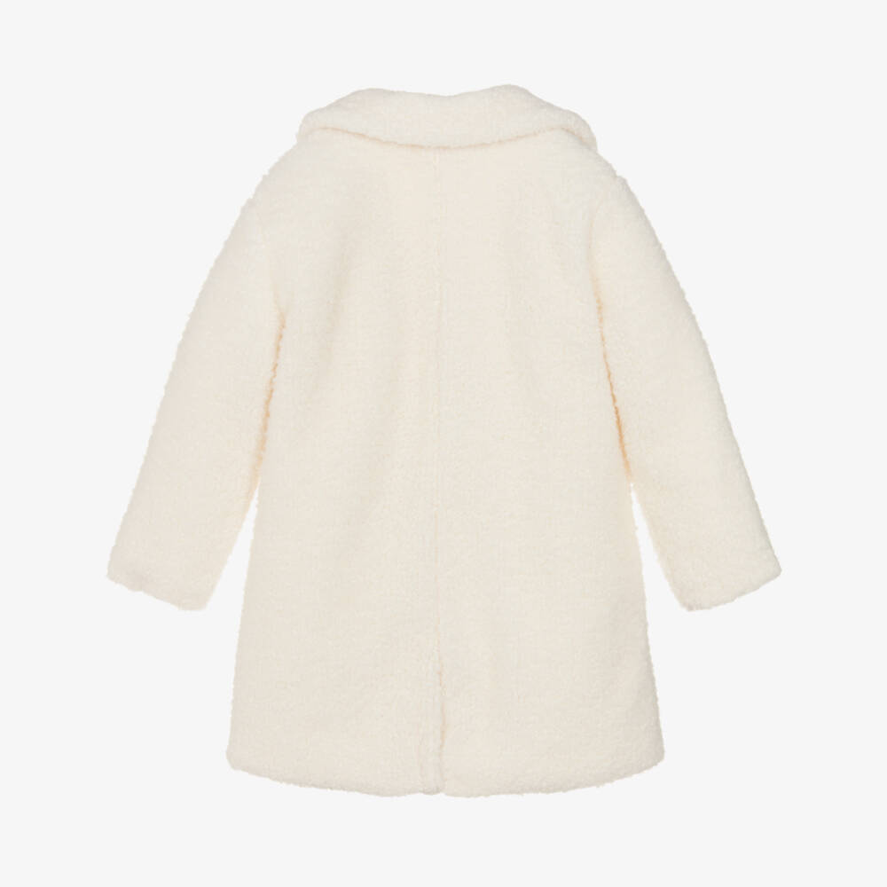 Guess-Girls Ivory Double-Breasted Teddy Fleece Coat | Childrensalon Outlet