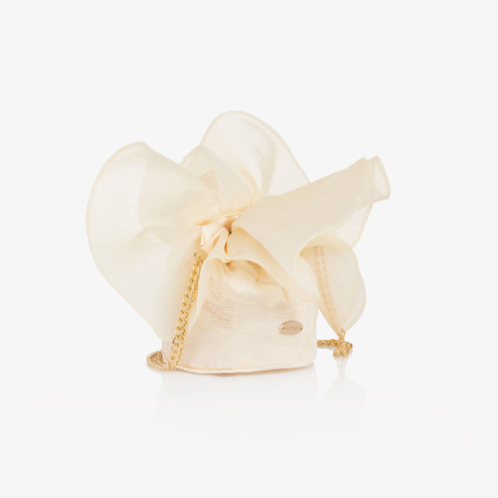 Junona-Girls Ivory Embroidered Tulle Bag (12cm) | Childrensalon Outlet