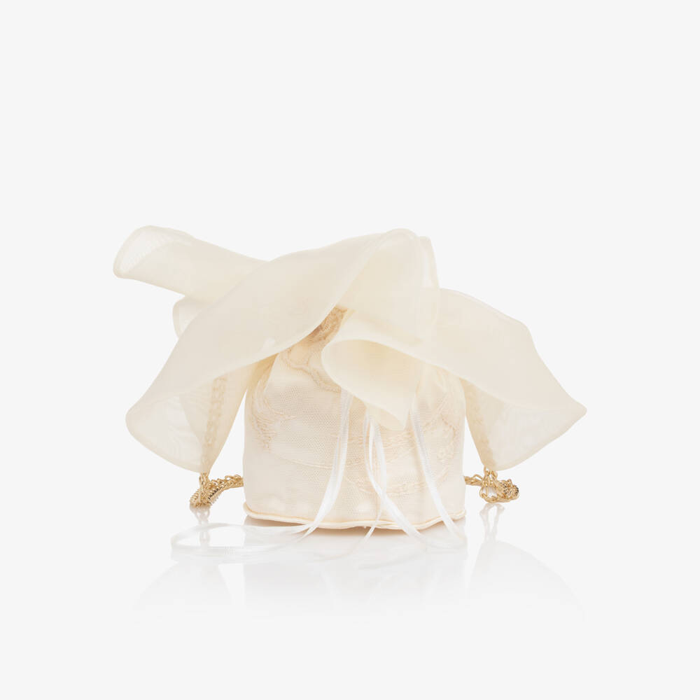 Junona-Girls Ivory Embroidered Tulle Bag (12cm) | Childrensalon Outlet
