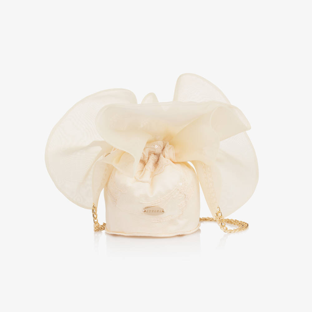 Junona-Girls Ivory Embroidered Tulle Bag (12cm) | Childrensalon Outlet