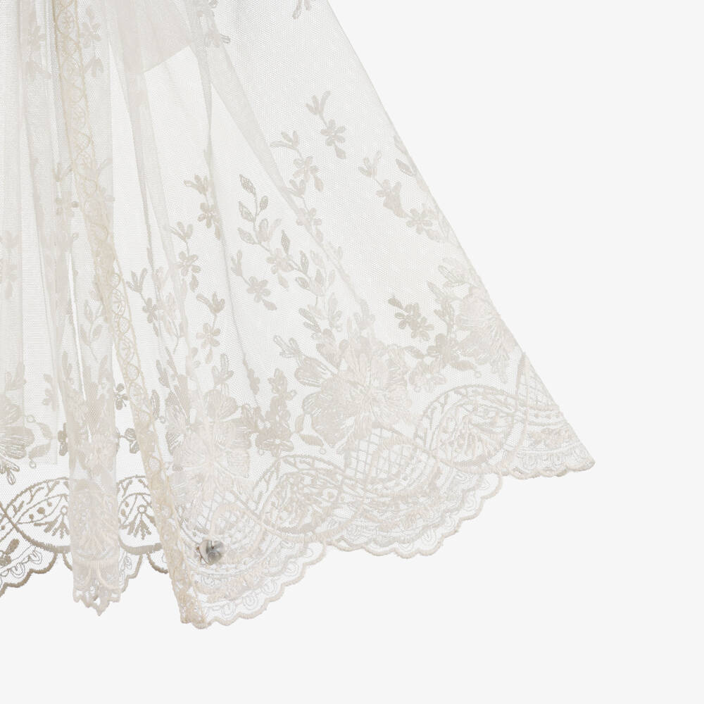 Artesanía Granlei-Girls Ivory Embroidered Tulle Cape | Childrensalon Outlet