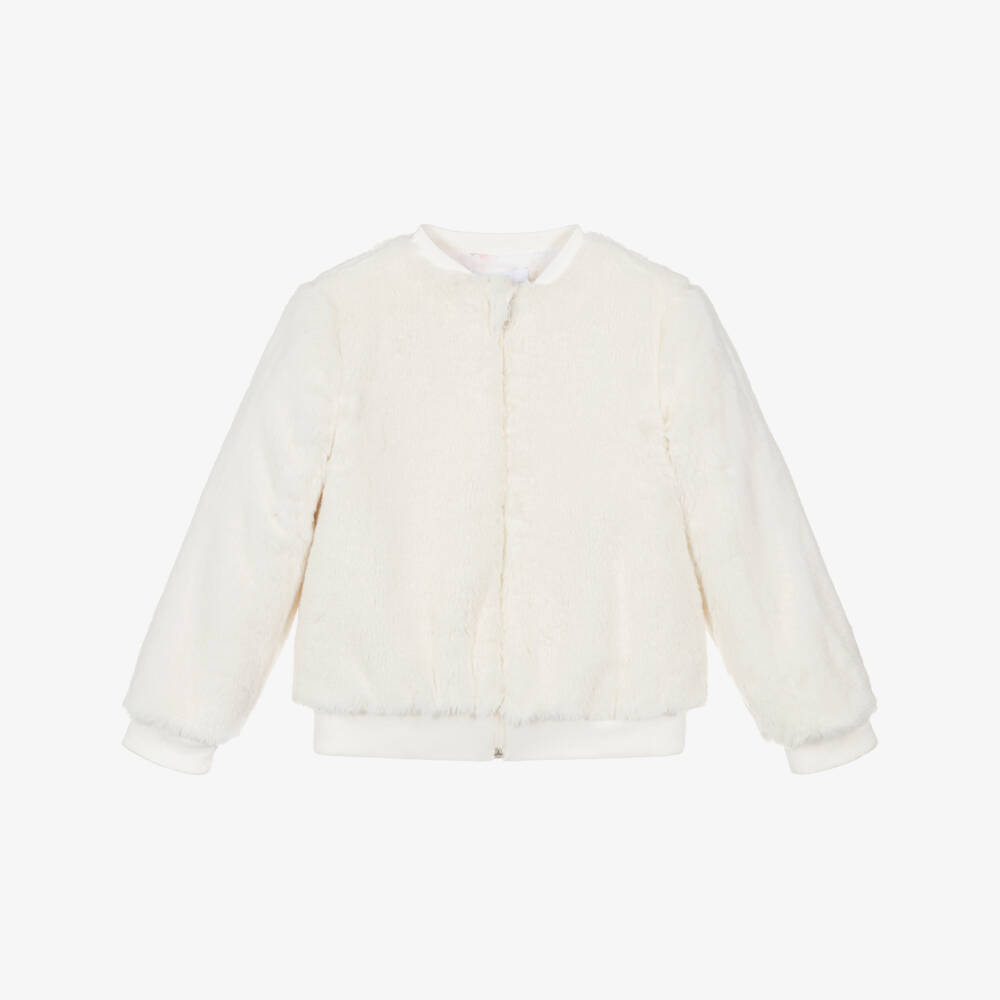 Jamiks-Girls Ivory Faux Fur Bomber Jacket | Childrensalon Outlet