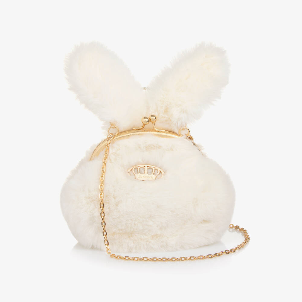 Junona-Girls Ivory Faux Fur Bunny Bag (20cm) | Childrensalon Outlet