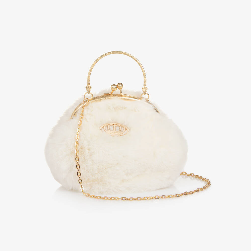 Junona-Girls Ivory Faux Fur Bunny Bag (20cm) | Childrensalon Outlet