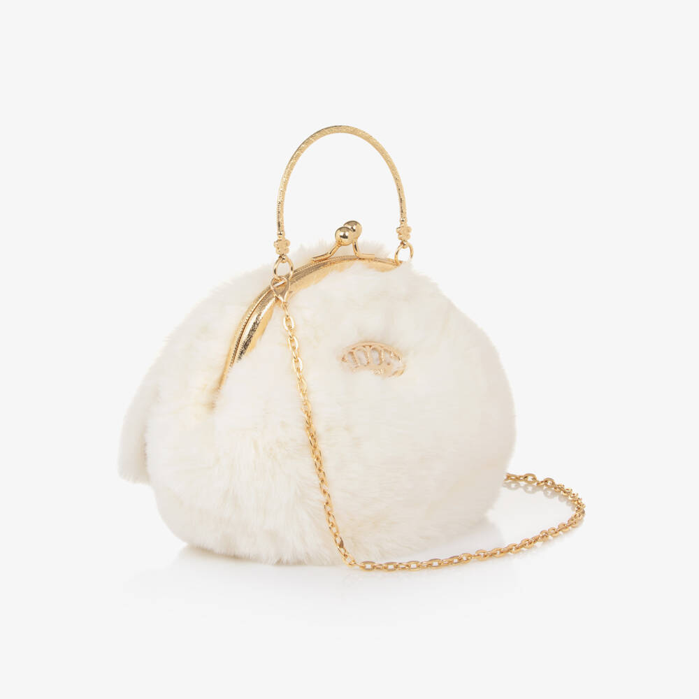 Junona-Girls Ivory Faux Fur Bunny Bag (20cm) | Childrensalon Outlet