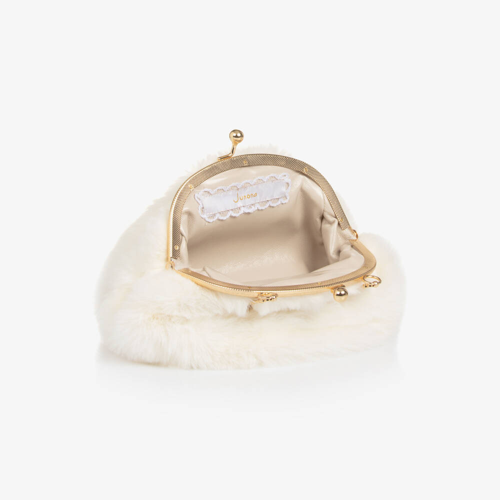 Junona-Girls Ivory Faux Fur Bunny Bag (20cm) | Childrensalon Outlet