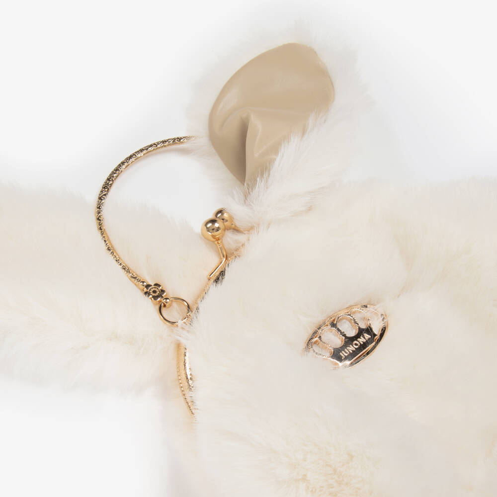 Junona-Girls Ivory Faux Fur Bunny Bag (20cm) | Childrensalon Outlet