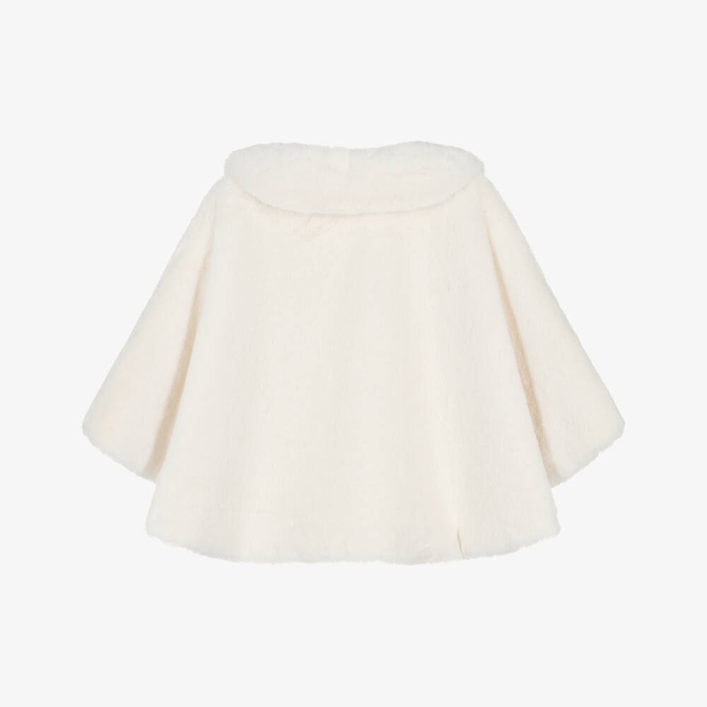 Artesanía Granlei-Girls Ivory Faux Fur Collared Cape | Childrensalon Outlet