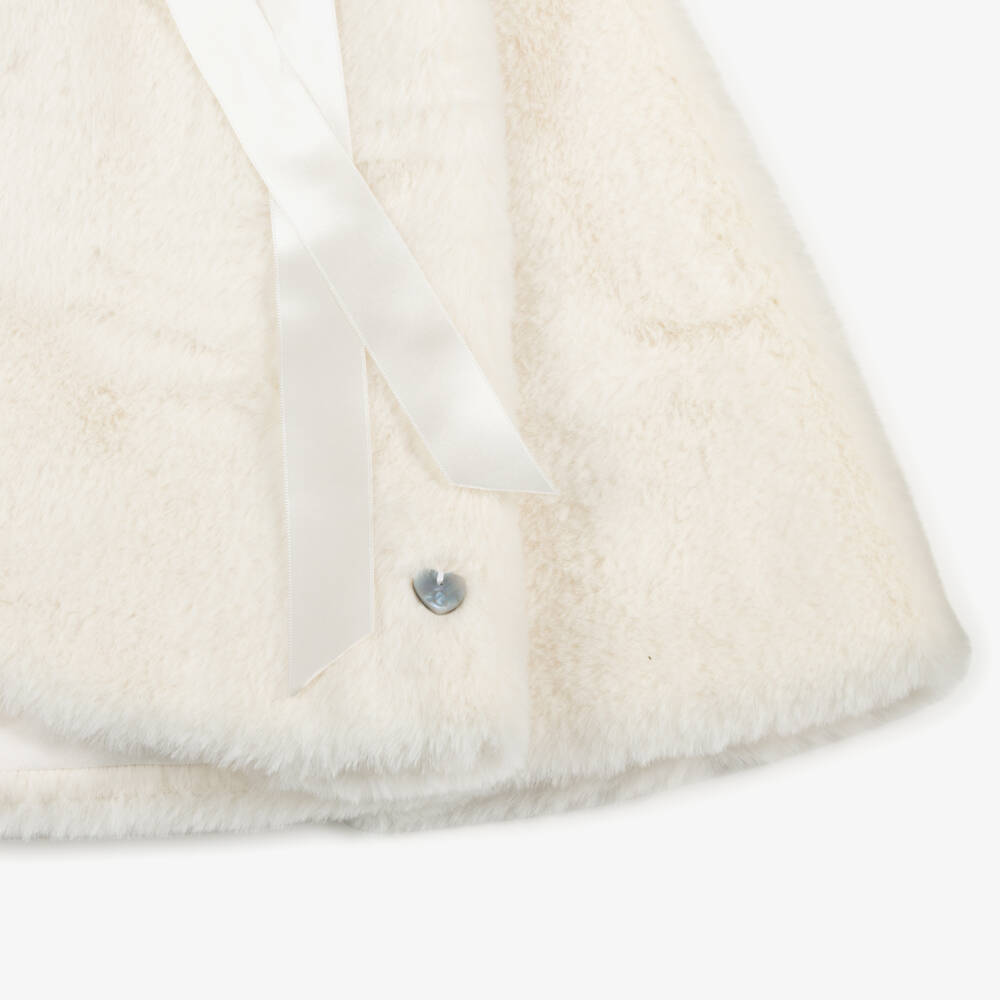 Artesanía Granlei-Girls Ivory Faux Fur Collared Cape | Childrensalon Outlet