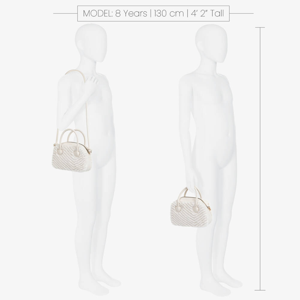 Mayoral-Girls Ivory Faux Fur & Faux Leather Handbag (20cm) | Childrensalon Outlet