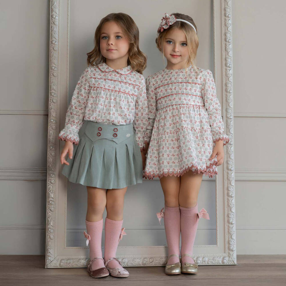 Miranda-فستان قطني عاجي مزين بالورود للبنات | Childrensalon Outlet