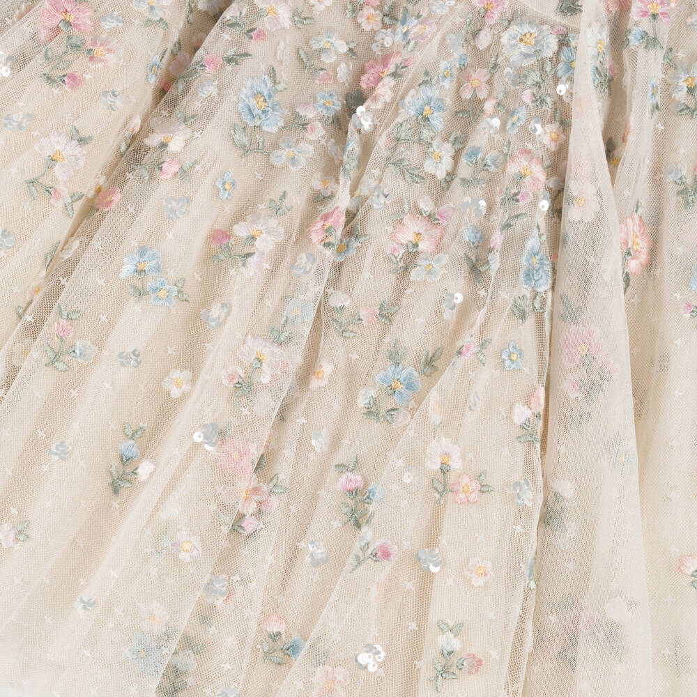 Needle & Thread-Girls Ivory Floral Embroidered Dahlia Ditsy Cape Dress | Childrensalon Outlet