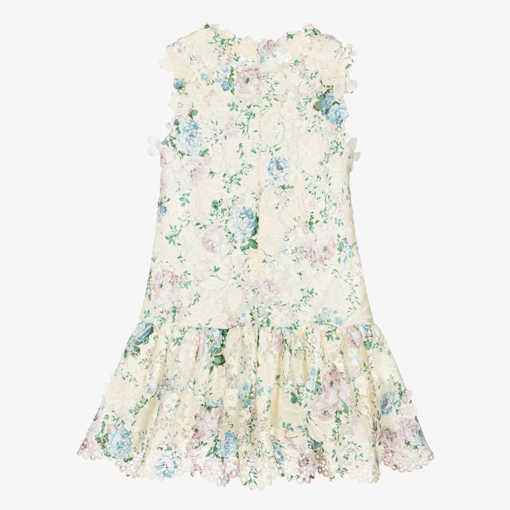 Marlo Kids-Girls Ivory Floral Lace Dress | Childrensalon Outlet