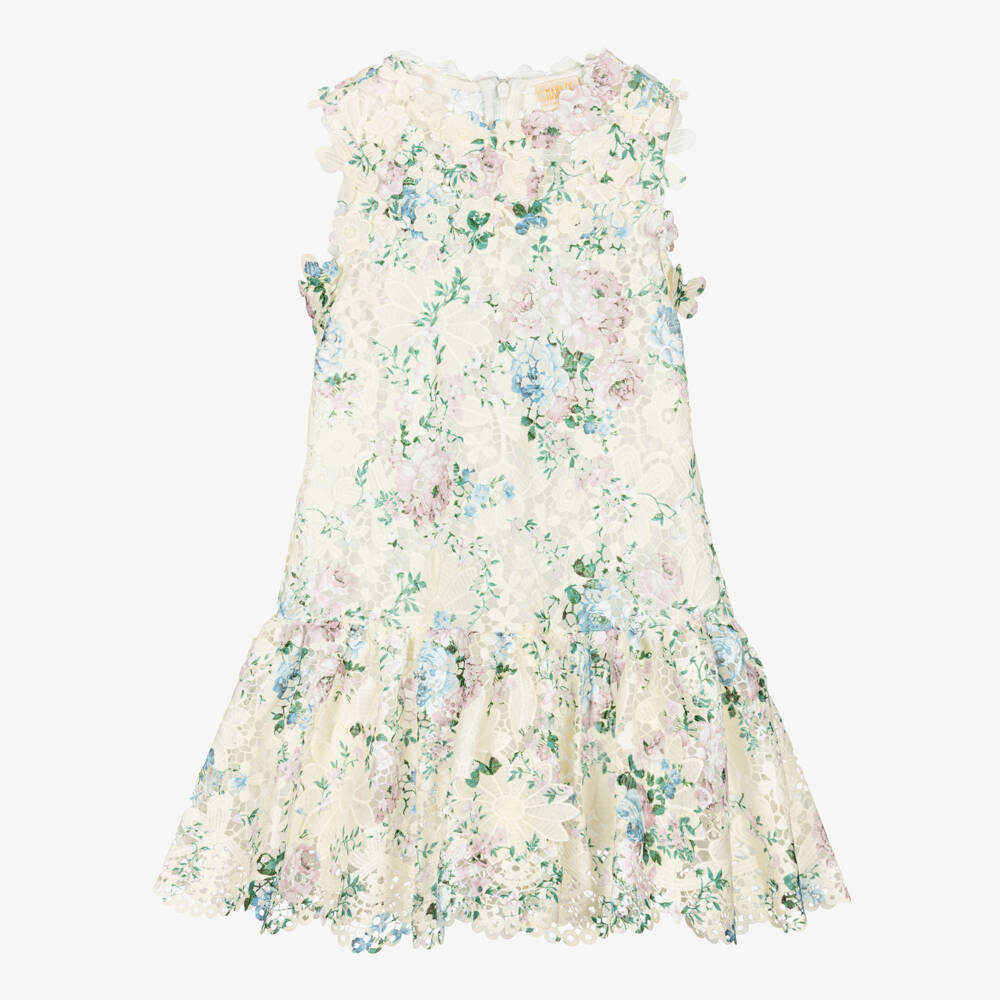 Marlo Kids-Girls Ivory Floral Lace Dress | Childrensalon Outlet