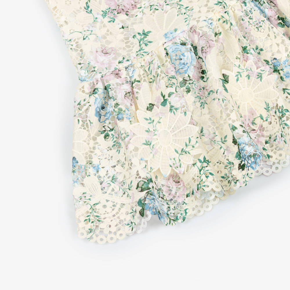 Marlo Kids-Girls Ivory Floral Lace Dress | Childrensalon Outlet