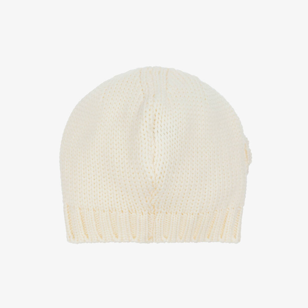 Catya-Girls Ivory Floral Merino Wool Knit Hat | Childrensalon Outlet