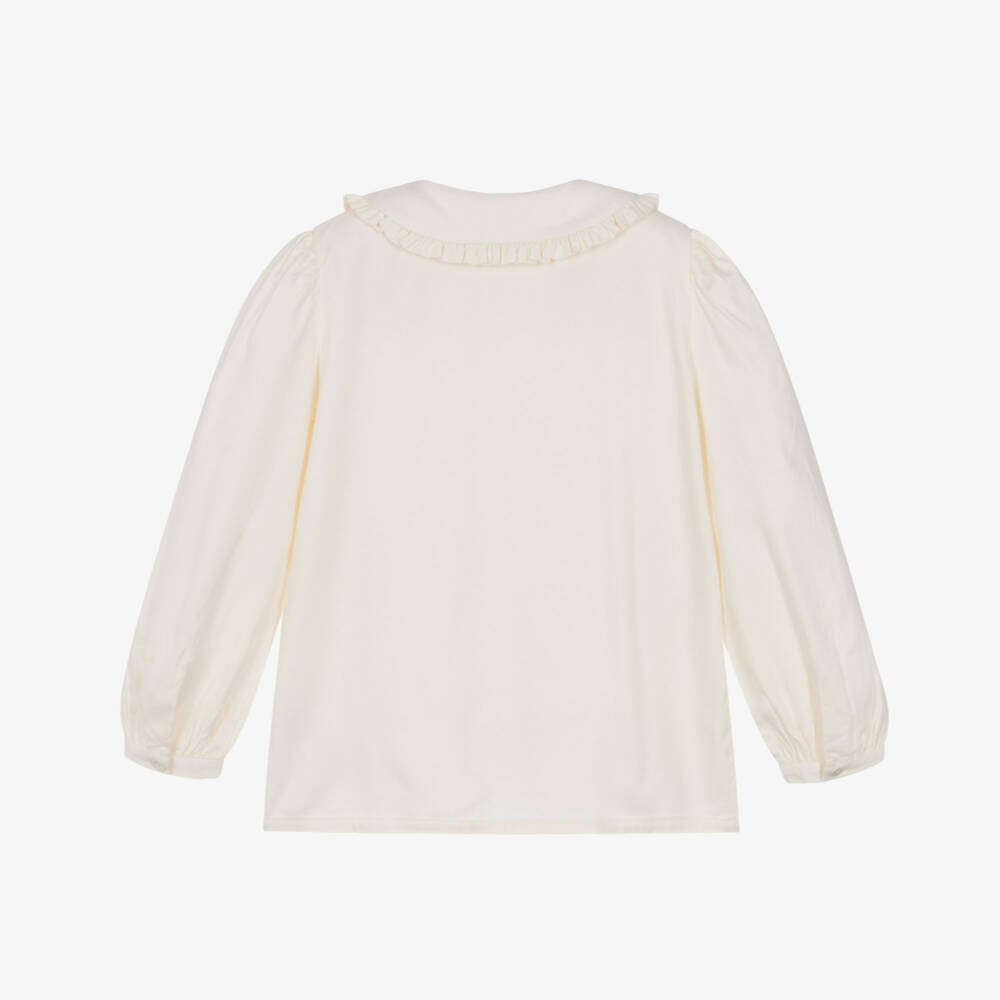 Molo-Girls Ivory Frilled Collar Blouse | Childrensalon Outlet
