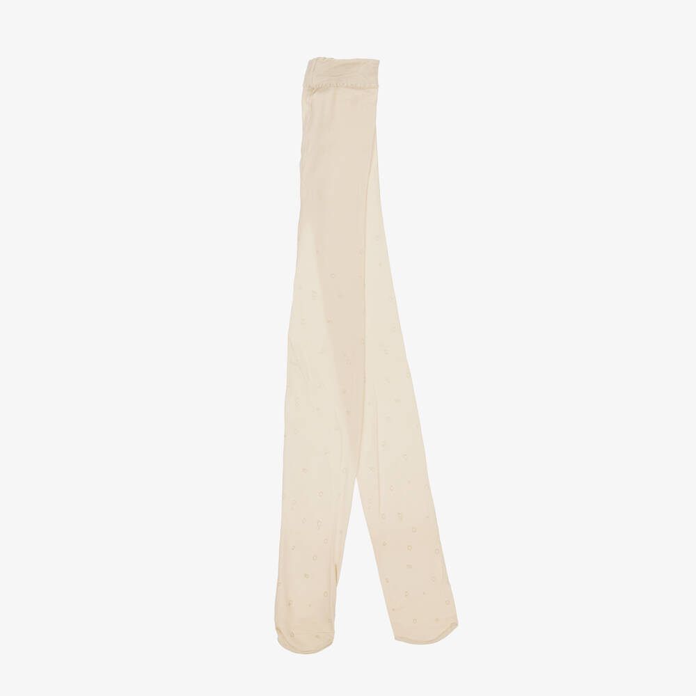 Abel & Lula-Girls Ivory & Glitter Bubble Print Tights | Childrensalon Outlet