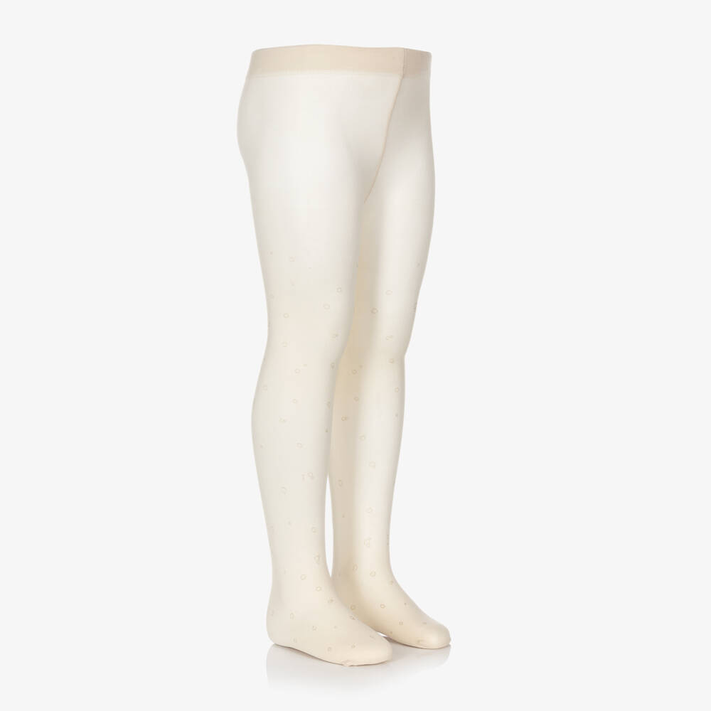 Abel & Lula-Girls Ivory & Glitter Bubble Print Tights | Childrensalon Outlet