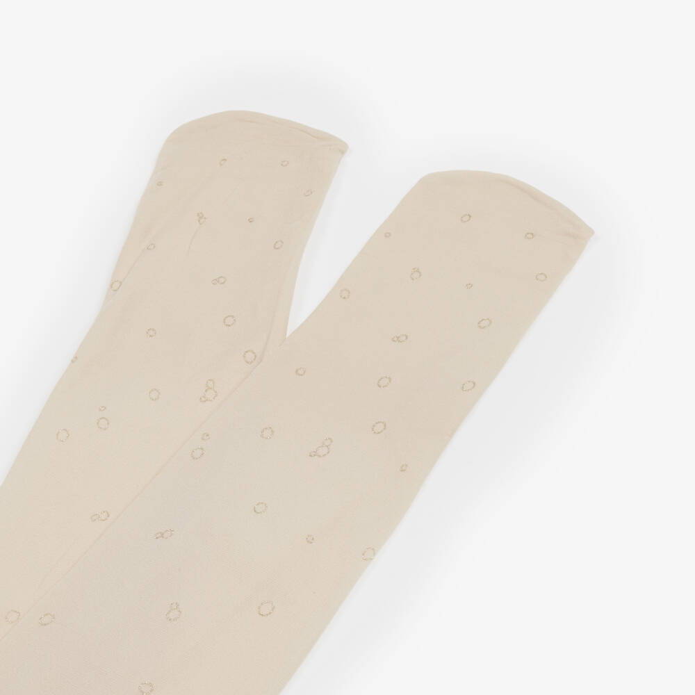 Abel & Lula-Girls Ivory & Glitter Bubble Print Tights | Childrensalon Outlet
