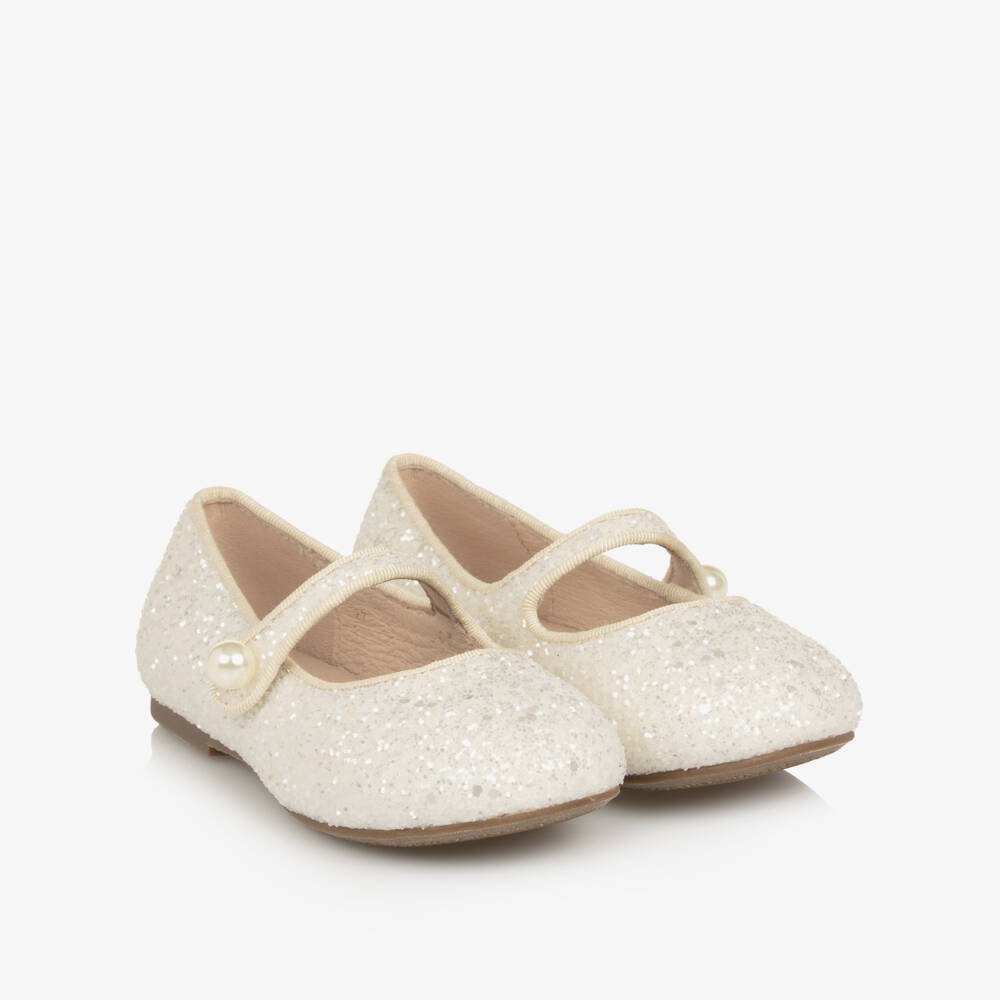 Age of Innocence-Girls Ivory Glitter & Faux Pearl Shoes  | Childrensalon Outlet