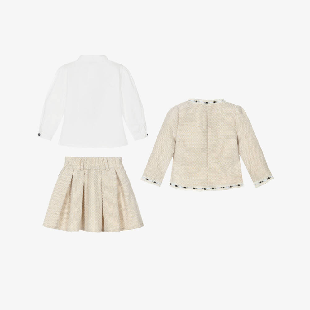 Beau KiD-Girls Ivory & Gold Tweed Skirt Set | Childrensalon Outlet
