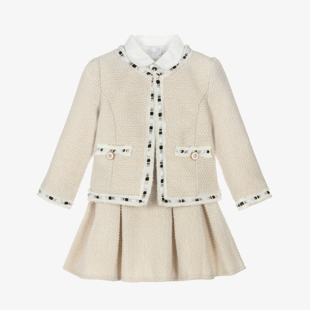 Beau KiD-Girls Ivory & Gold Tweed Skirt Set | Childrensalon Outlet