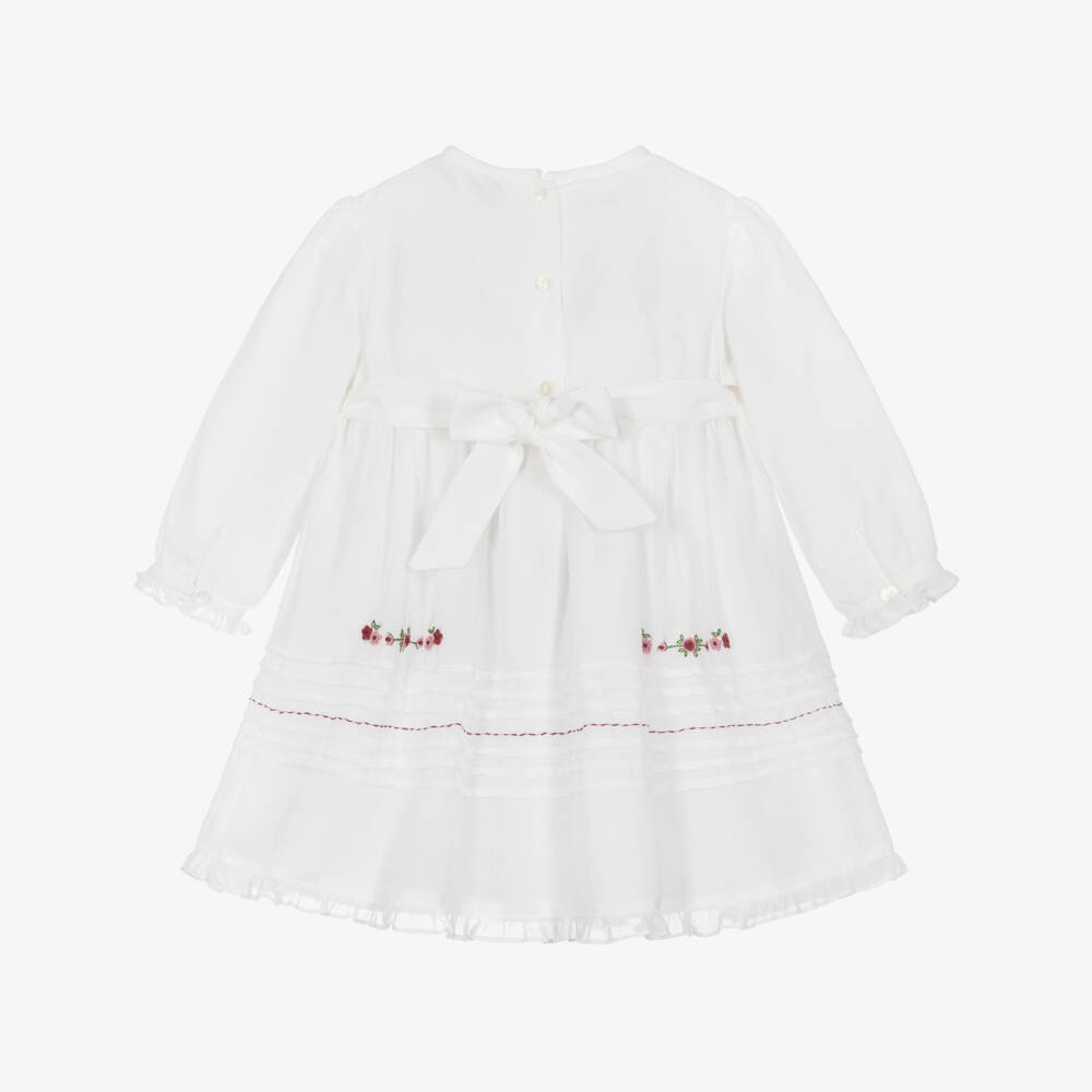 Sarah Louise-Girls Ivory Hand-Embroidered Voile Dress | Childrensalon Outlet