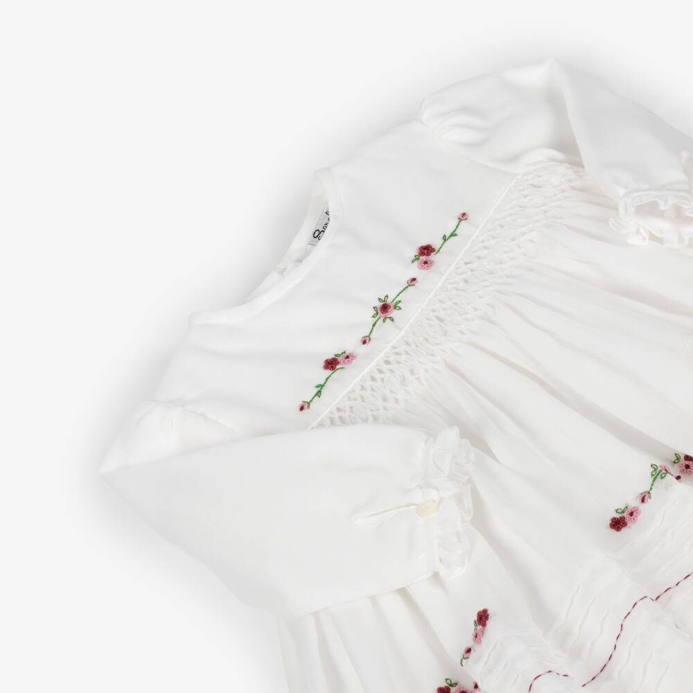 Sarah Louise-Girls Ivory Hand-Embroidered Voile Dress | Childrensalon Outlet