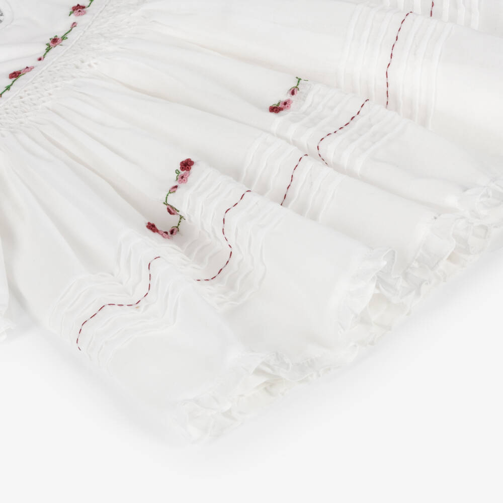 Sarah Louise-Girls Ivory Hand-Embroidered Voile Dress | Childrensalon Outlet